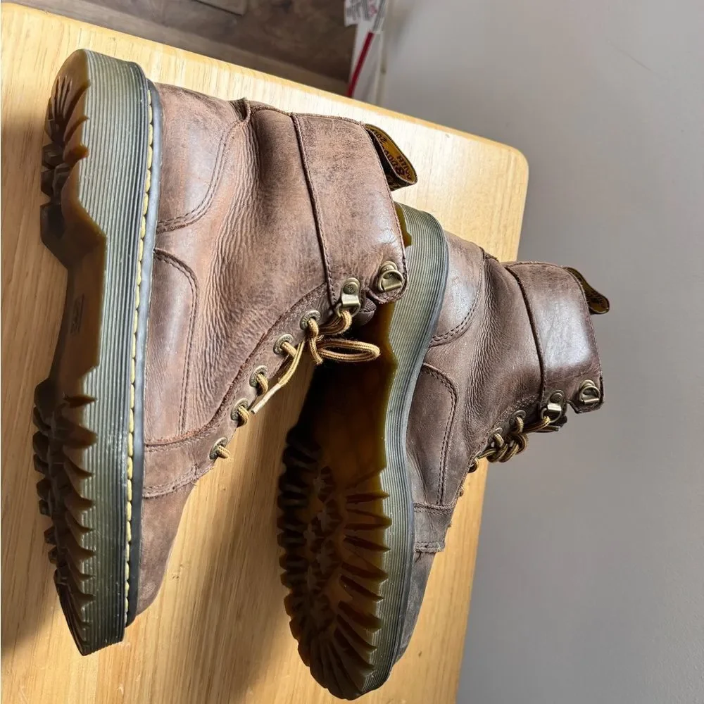Dr. Martens Lady Vintage Y2K Distressed Brown Leather Boots Size 8
